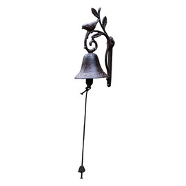Levemolo Antique Cast Iron Bell Manual Door Chime Decorative Flower Bird Design Wall Mount Suitable for Home