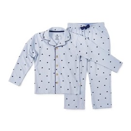 Little Label - Children's Pyjamas Girls - Pyjamas Girls - Two Piece Sizes 92 to 164 - Organic Cotton, Light blue heart