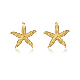 Hclian Conch Starfish Seashell Earrings Gold Stud Earrings for Women Boho Ocean Scallop Shell Earrings Gold Earrings Summer Beach Jewelry Gifts