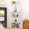 Furologee White Geometric Bookshelf 6 Tier S-Shaped Bookcase, Tall Modern