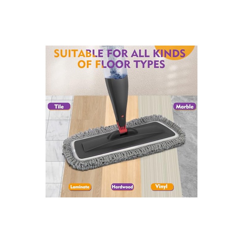 Spray Mop for Floor Cleaning with Washable Pads, Microfiber Wet