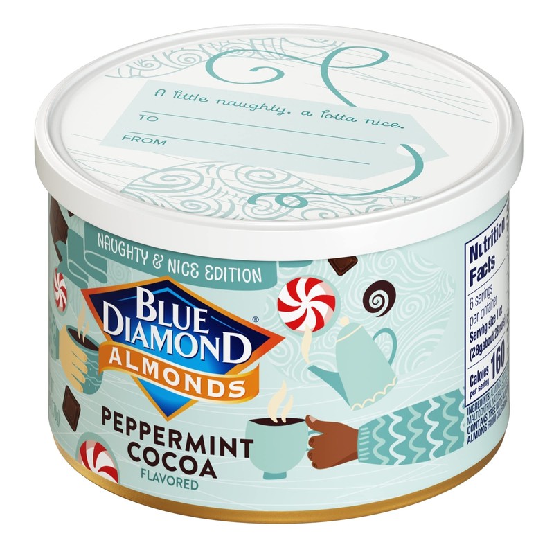 Blue Diamond Almonds, Peppermint Cocoa Holiday Snack Nuts, 6 Oz(Pack