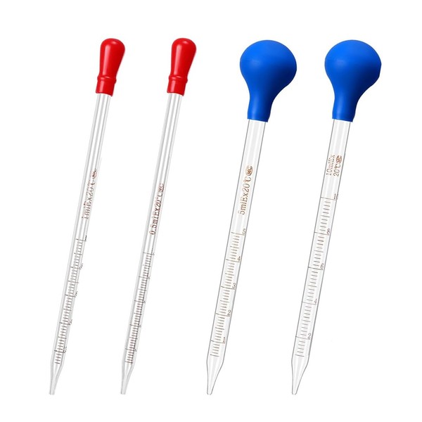 4 Pcs Glass Pipettes, Graduated Dropper, Droppers for Liquid, 10ml
