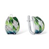 Santuzza Bamboo Leaves Earrings 925 Sterling Silver Cubic Zirconia Enamel