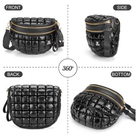 Puffer Crossbody Bum Bags for Women Puffy Checkered Purse Quilted Fanny Pack