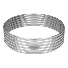 OUSHENG 5x5x1ft Round Galvanized Raised Garden Beds Outdoor, Steel Fire Pit Ring Flower Planter Large Metal Above Ground Boxes Kit for Gardening Vegetables Outside