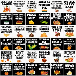 Honoson 36 Pcs Thanksgiving Iron on Transfers DIY Funny Thanksgiving Family Shirt Appliques Heat Transfers Vinyl for Clothes Shirt Bag Pillow Covers DIY Crafts Decorations Supplies Favors