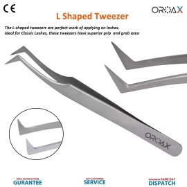 OROAX Pinzas para extensiones de pestañas en forma de L para pestañas clásicas