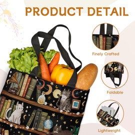 Book Canvas Tote Bag Gifts for Book Lovers, Library Cat Canvas Tote Bag for Her Friends, Christmas Birthday Gift for Mom Daughter Sister, Book Lovers Gifts for Women Shopping, Gym, Travel, Vacation