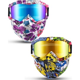 2 Gafas de Motocicleta Gafas de Montar en Casco Gafas con Cubierta Facial (Color Delicado)