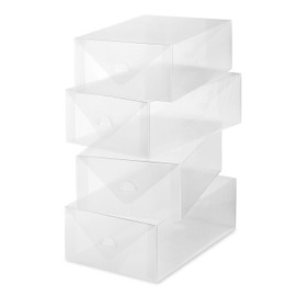 Whitmor Clear Vue Women's Shoe Box, Set of 4, White, 4 Count