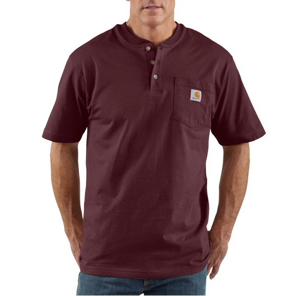 Carhartt Men's Workwear Pocket Henley Shirt, Port, X-Large