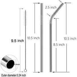 MIXIAO Stainless Steel Drinking Straws, Reusable Metal Drinking Straws with Cleaning Brushes