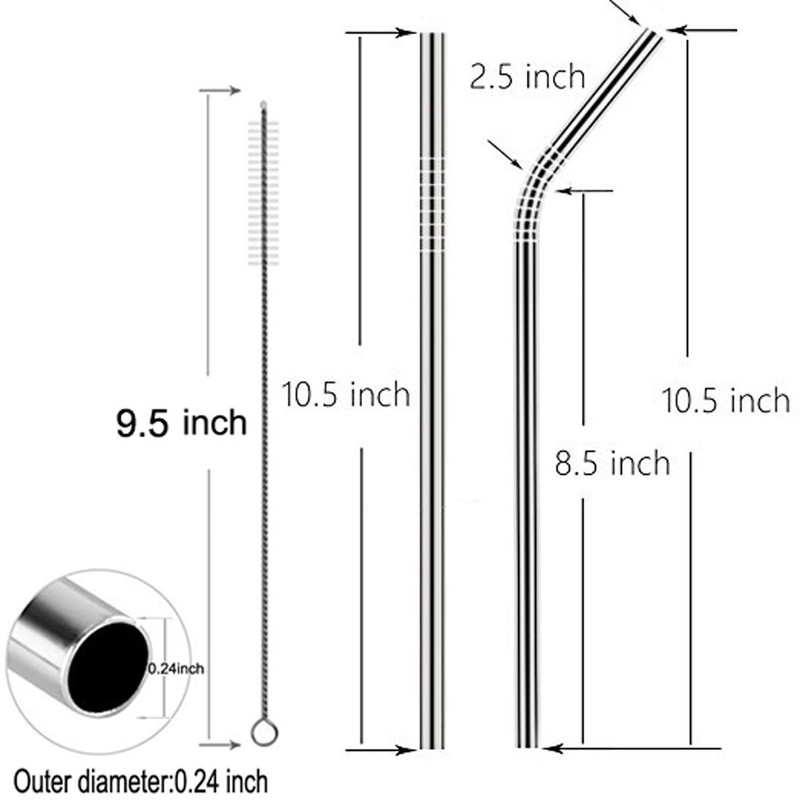 MIXIAO Stainless Steel Drinking Straws, Reusable Metal Drinking Straws with