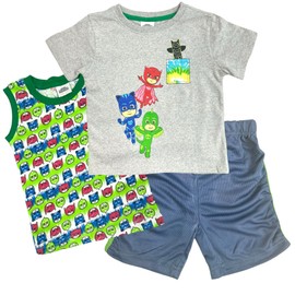 PJ Masks Boys' 3 Piece Short Set (Toddler/Kid), Green, 3T
