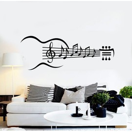 Large Vinyl Wall Decal Guitar Musical Instrument Music Notes Stickers (ig4353) Black