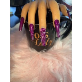 Handmade Custom Purple And Sliver Glitter 10 Pc Press On