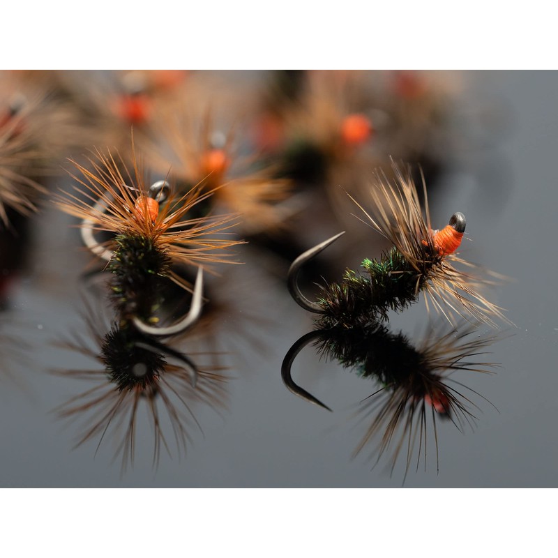 Peacock Hot Head FUTSU Kebari Flies - 12 Tenkara Flies