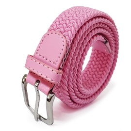 Glamexx24 Unisex Elastic Fabric Belt Braided: 25 mm Wide Elastic Braided Belt Stretch Belt for Men and Women Length 65 cm to 110 cm, pink