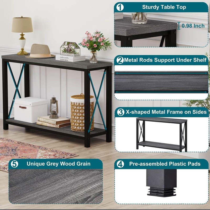 BON AUGURE Console Tables for Living Room, Industrial Couch Table