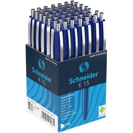 Schneider Schneider 3083 K15 Druckkugelschreiber (dokumentenecht, Strichstärke: M, Schreibfarbe: blau) 50 Stück, blau