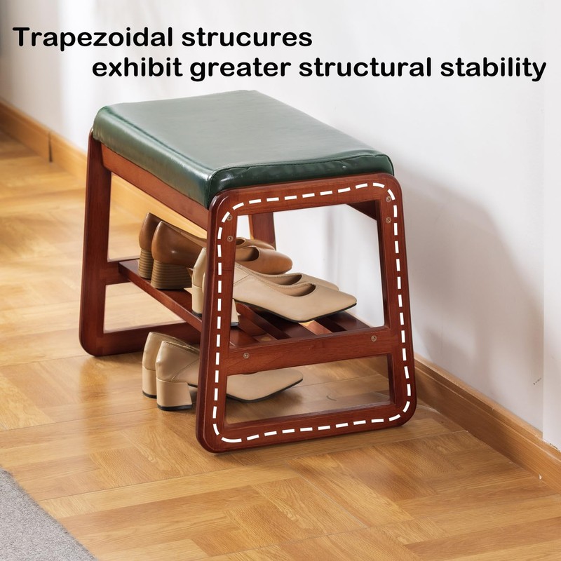 ABAMFUR Shoe Rack Bench, Solid Wood Entryway Bench(Green-39.4")