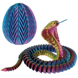shaojian 3D Printed Snake Egg, Vivid 3D Printed Snake in Egg, Creative 3D Printed Animals Toys Relaxing Toys, Articulated Flexible Joints Snake Decor for Home Office Desk (blue green)