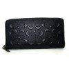 Coach CE551 Embossed Signature Black Leather Long Accordion Zip Wallet