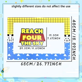 LaVenty Reach Four the Sky Birthday Decorations 4th Birthday Party Photo Booth Props Frame 4th Birthday Party Supplies Favors for Boy 4 Birthday Party