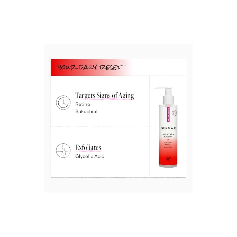 derma e Anti-Wrinkle Vitamin A Glycolic Cleanser, 6 Fluid Ounce