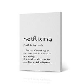 HB Art Design Verb Dictionary Netflixing Definition Canvas Print Wall Art Office Farmhouse Bathroom Kitchen Bedroom Living Room Decor Funny Quote Saying Sign Accessories Ready to Hang 40x30