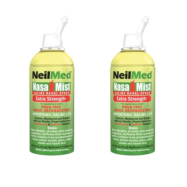 NasaMist Hypertonic Extra Strength Saline Spray, 125mL - 2 Pack