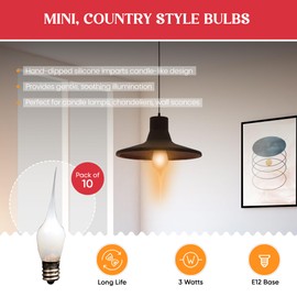 Creative Hobbies® Mini Country Style Silicone Dipped Candle Light Bulbs, 3 Watt -Pack of 10 Bulbs
