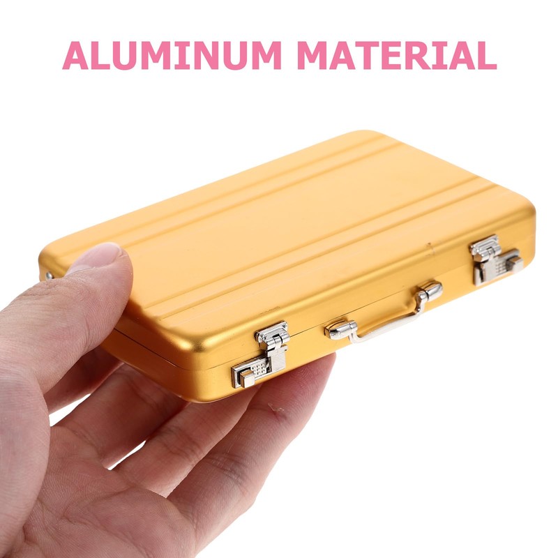 Tofficu Golden Mini Briefcase Metal Business Card Holder - Portable