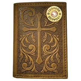 GENUINE TEXAS BRAND Custom 12 Gauge Shotgun Nocona Soft Leather Cross Trifold Wallet