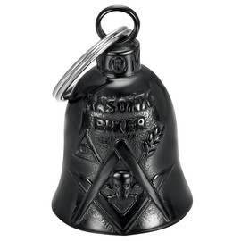 MOCY BELL - Clochette moto MASONIC BIKER Porte-bonheur MOCY BELL Acier inoxydable Noir