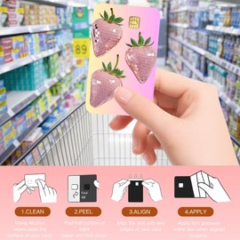 Credit Card Skin Sticker Decal, 4 Pcs Disco Strawberry Debit Card Skin Stickers, Waterproof Vinyl Wrap for Bank, Debit, Metro, & Credit Cards