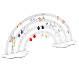 Jewellery Stand, Earring Stand, Earring Stand, Acrylic Rainbow Holder Organiser with 66 Hanging Holes for 33 Pairs of Earrings, for Dressing Table, Storage, Jewellery Display (White)
