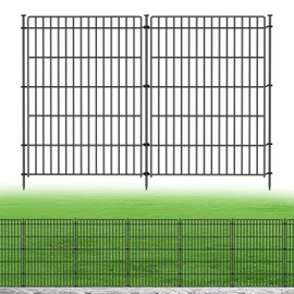 10 Panels No Dig Garden Fence Animal Barrier, 34in(H) × 22.5ft(L) Decorative Metal Outdoor Dog Fence, Rustproof Pet Fencing for Yard, Patio, Flower Bed -Temporary Fencing| Easy to Install