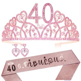 40th Birthday,40th Birthday Tiara and Sash,40 and Fabulous,40th Bday Crown for Women,Gift for 40 Year Old Woman,40th Birthday Favor for Women,40th Birthday Decoration for Her,40th Bday Tiara