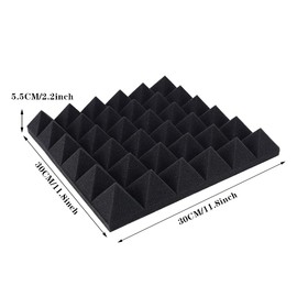 12 Pack Pyramid Acoustic Panels Foam High Quality Soundproofing Panels Acoustic Wall Panels For Walls Studio KTV Bedroom Soundproof Treatment,12x12x2.2 Inch,Black