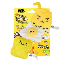 Fancy Pets 3 Pack Juguete para Gato Desayuno con Catnip y Sonido Scratch, Peluches Interactivos para Estimulación y Entretenimiento