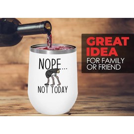 Bird Lover White Edition Wine Tumbler 12oz - Nope not Today - Hummingbird Nest Cage Parrot Dad Gardening Outdoor Birdwatcher Feeder