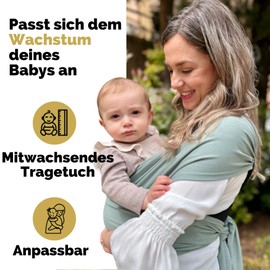 Amarsupiel Easy Porteo Baby Sling with 3D Back Support, Comfort and Easy Installation with Oeko-Tex Fabric, Front Carrier, Baby Carrier for Newborns up to 9 kg (Mint)