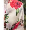FANFAN Bohemian Rose Pattern Square Shawl - Lightweight Cotton Linen