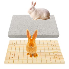 DQITJ 2 Pcs Rabbit Grinding Claw Pad Lava Grinding Teeth Stone, Wooden Scratch Board for Rabbit Bunny Chinchilla Totoro Rat Guinea Pig Hedgehog Rodent