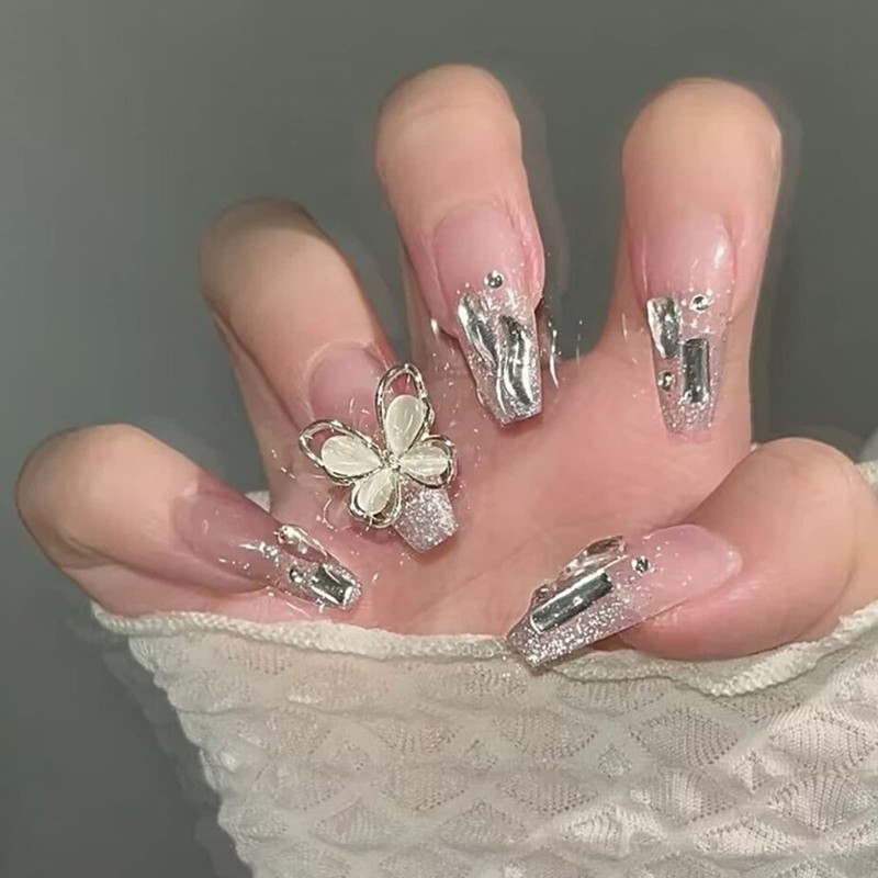 HAPVITAL Nail Tips, Pack of 24, 3D, Handmade, Japanese Style,