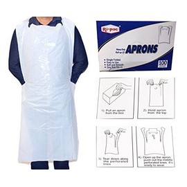 Box of 100 Disposable Poly Aprons, 28 Inch X 46 Inch