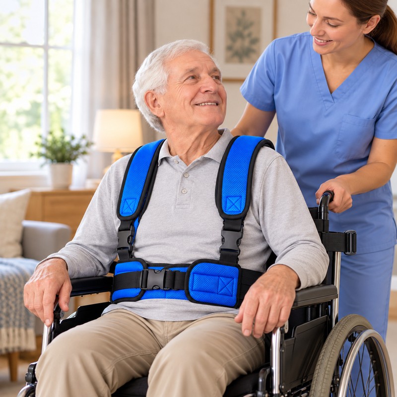 Adjustable Wheelchair Shoulder Harness with Breathable Padded Straps for Everyday