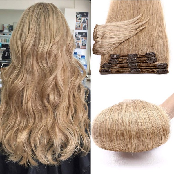 E Double Weft Clip-In Extensions, Real Hair